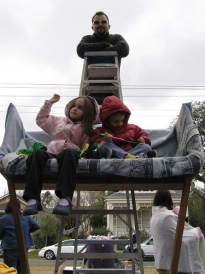 The kids and I on the ladder